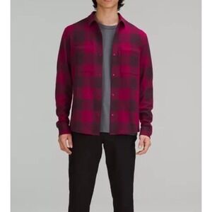 Lululemon Soft Knit Overshirt Check Plaid Pink Cassis Pomegranate XXL